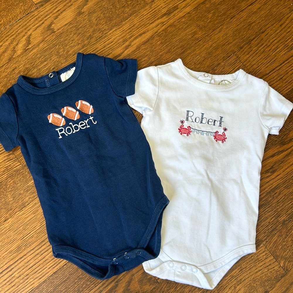 Blanks Boutique Custom - embroidered “Robert” onesies